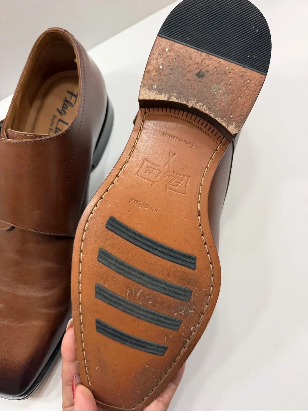 Flag LTD. Men's Leather Double Monk Strap Dress Shoes Brown - Size